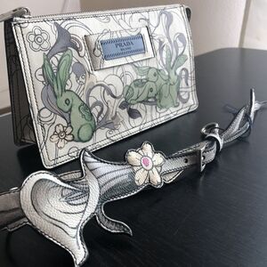 James Jean Limited Edition Prada Colab White Leather Floral Wristlet NOT PURSE